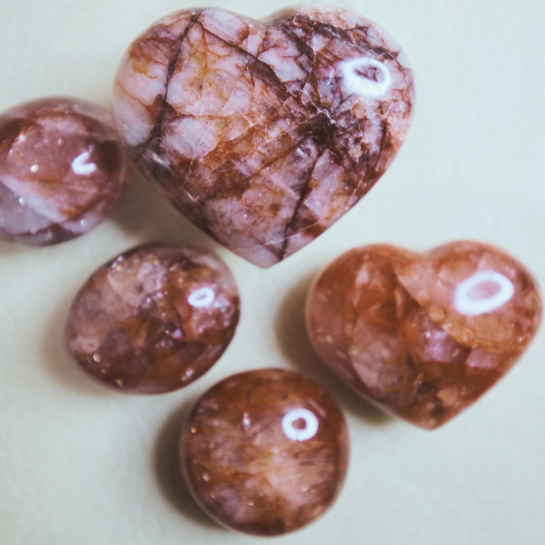 Hematoid  Red Quartz Heart-Shaped Crystal: