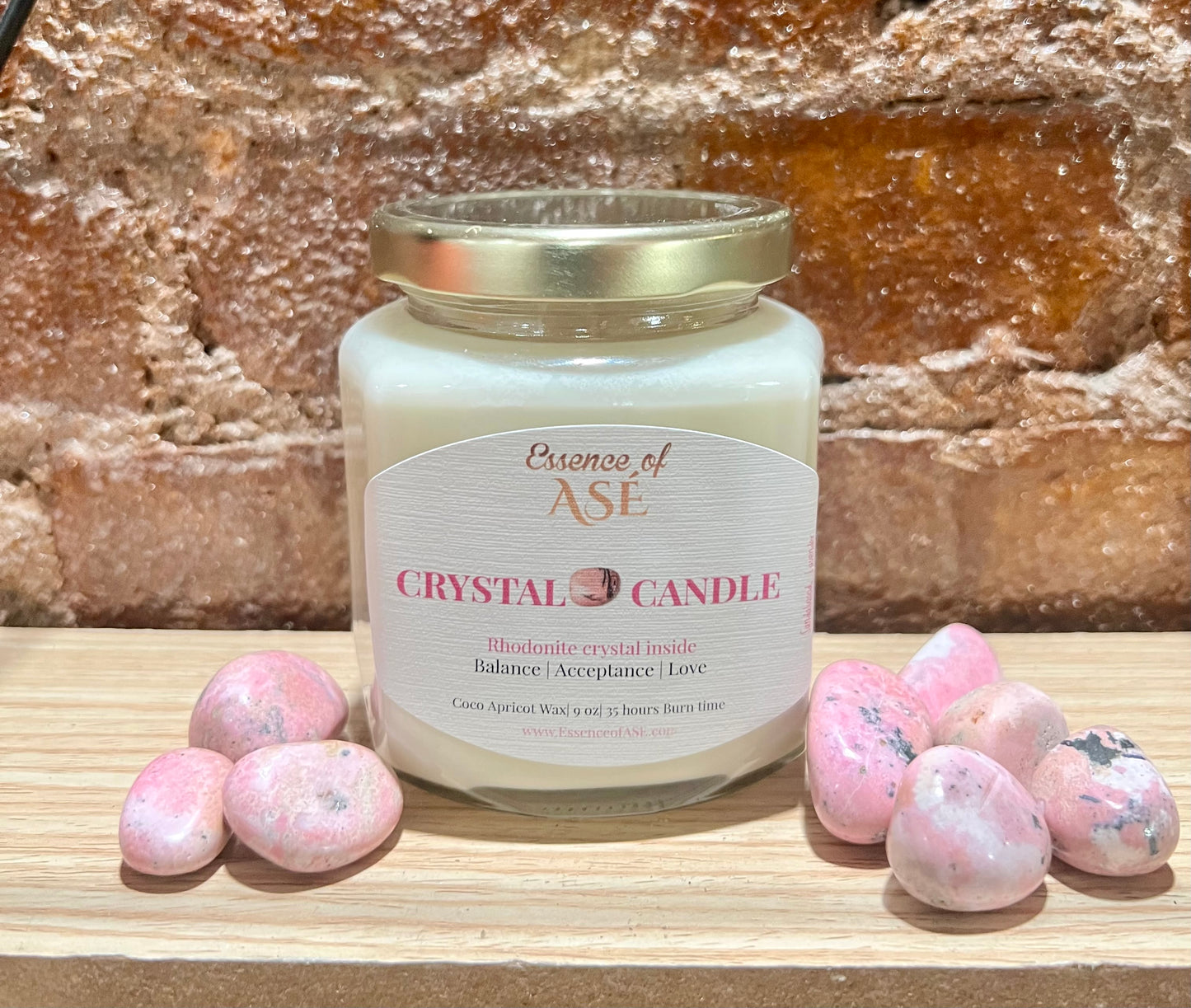 Rhodonite crystal candle
