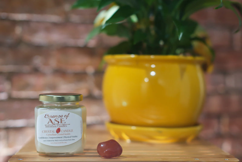 Carnelian Crystal Candle- Increases Feelings Of Confidence