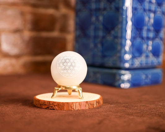 Selenite 'Flower of Life' Sphere