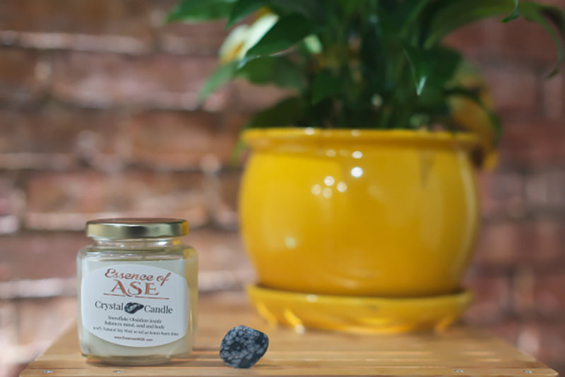 Snowflake Obsidian Crystal Candle